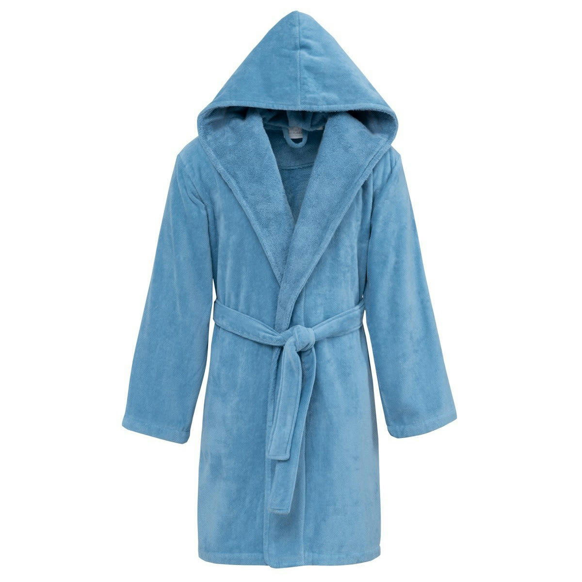 CONSTANCE - Peignoir court à capuche velours  cobalt XS