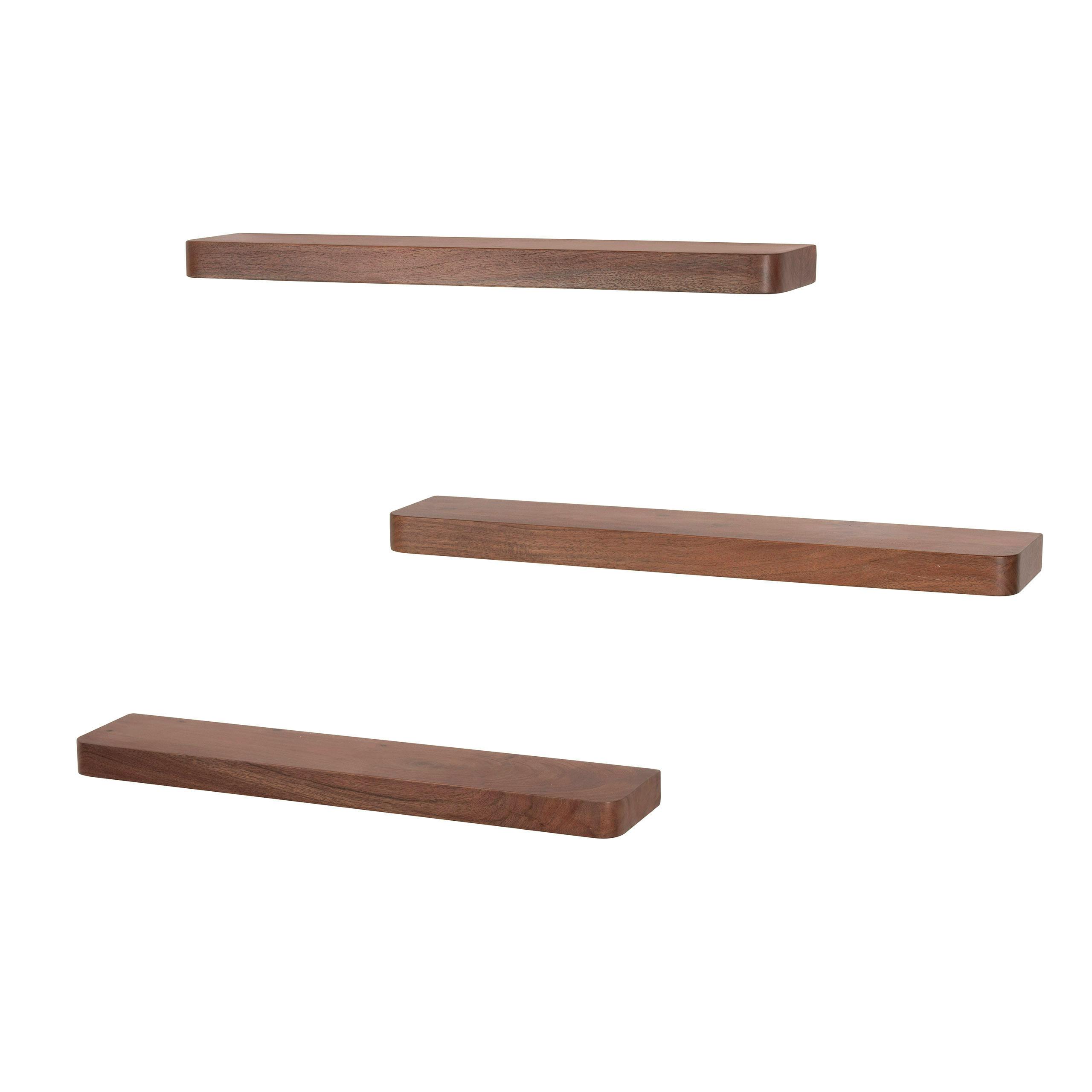 Etagère murale bois foncé à plateau épais 60 cm (lot de 3) NAKO