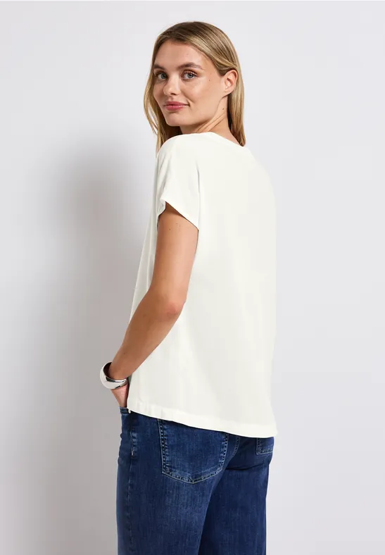 Split Neck Bluse in Unifarbe