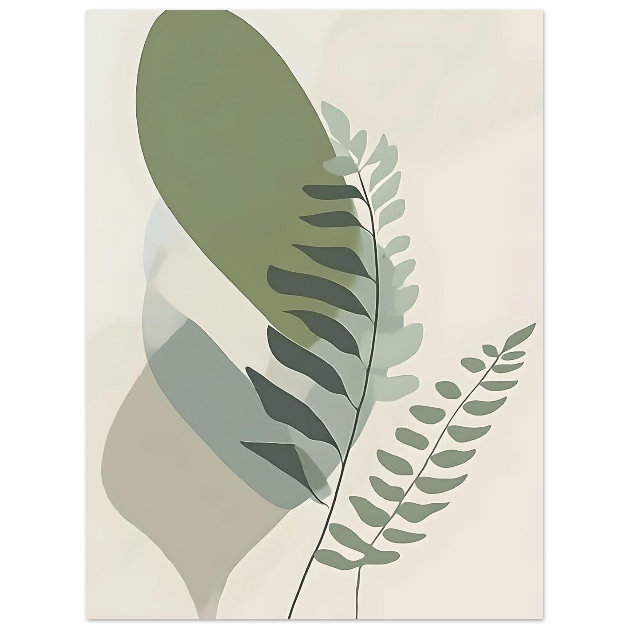 Artfulprints Poster Boho – Overlapping nature  - 30x40 cm - Groen