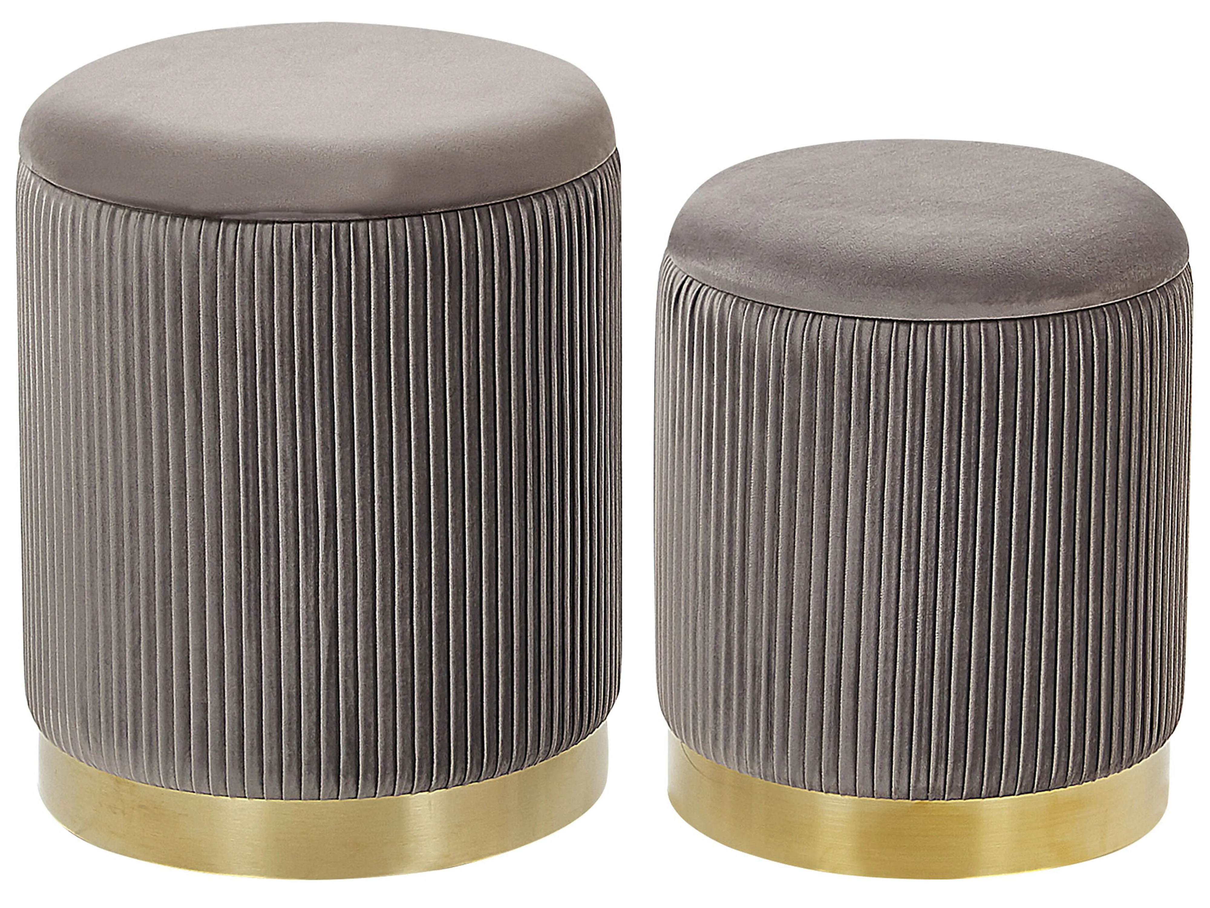 Set of 2 Storage Pouffes MIRAMAR Velvet Grey