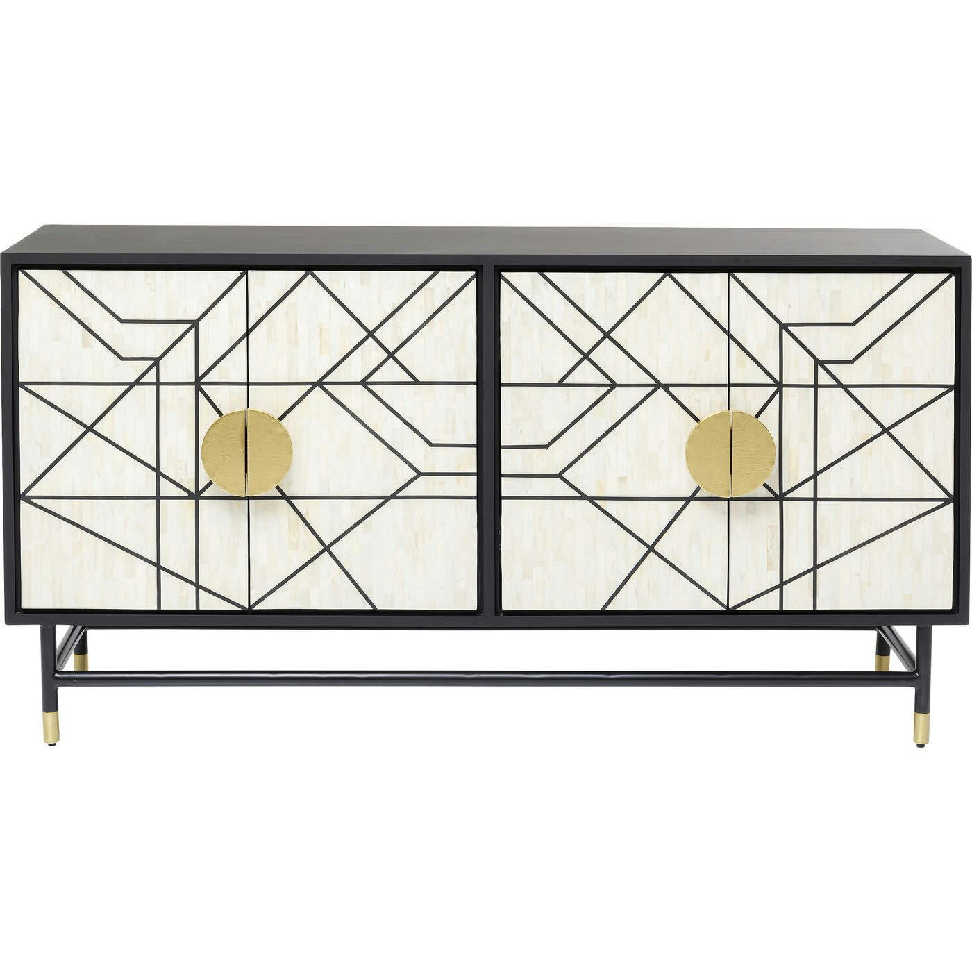 CREDENZA - Buffet 4 portes noir et beige