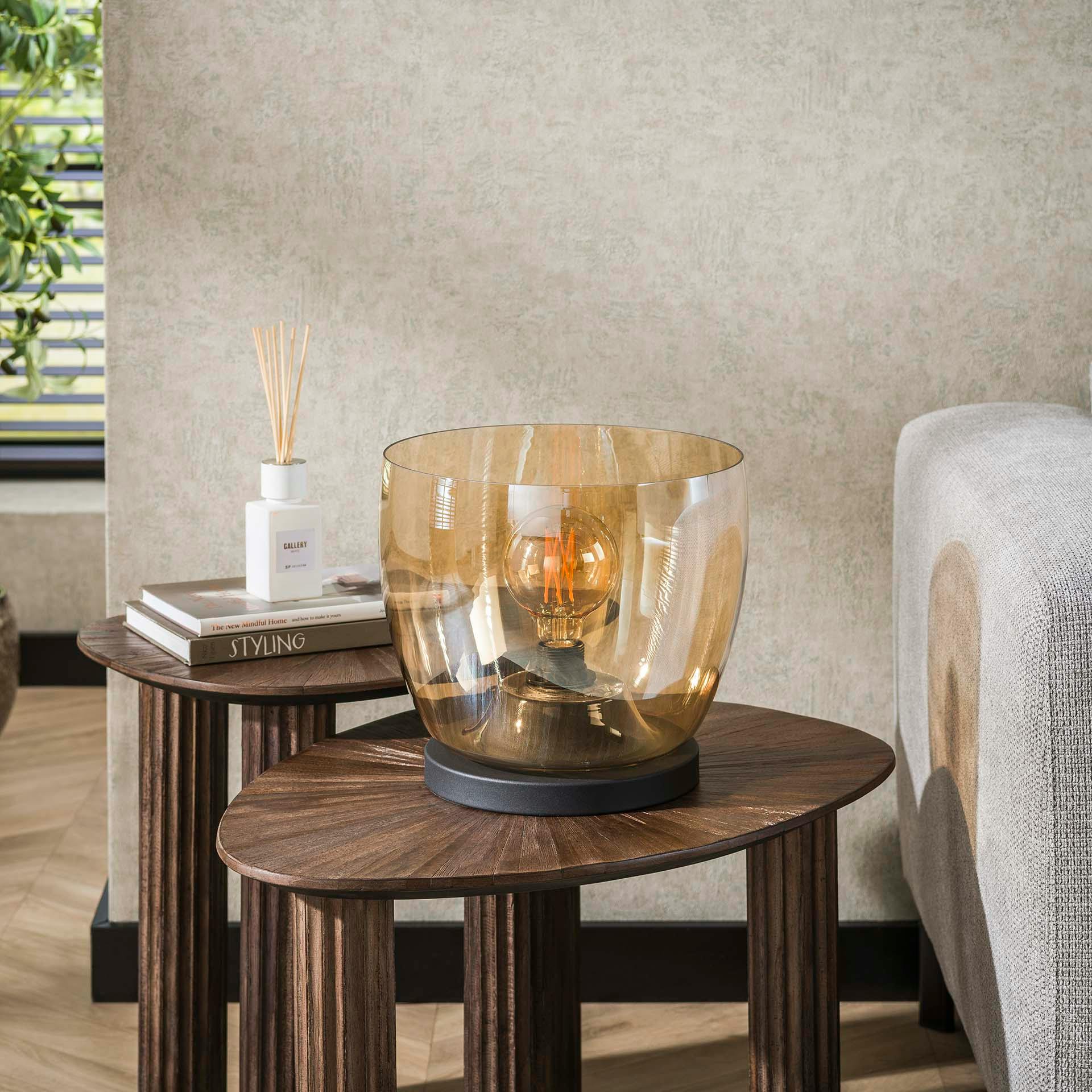 Lampe de salon moderne avec vasque en verre ambré 27 cm NIAGARA