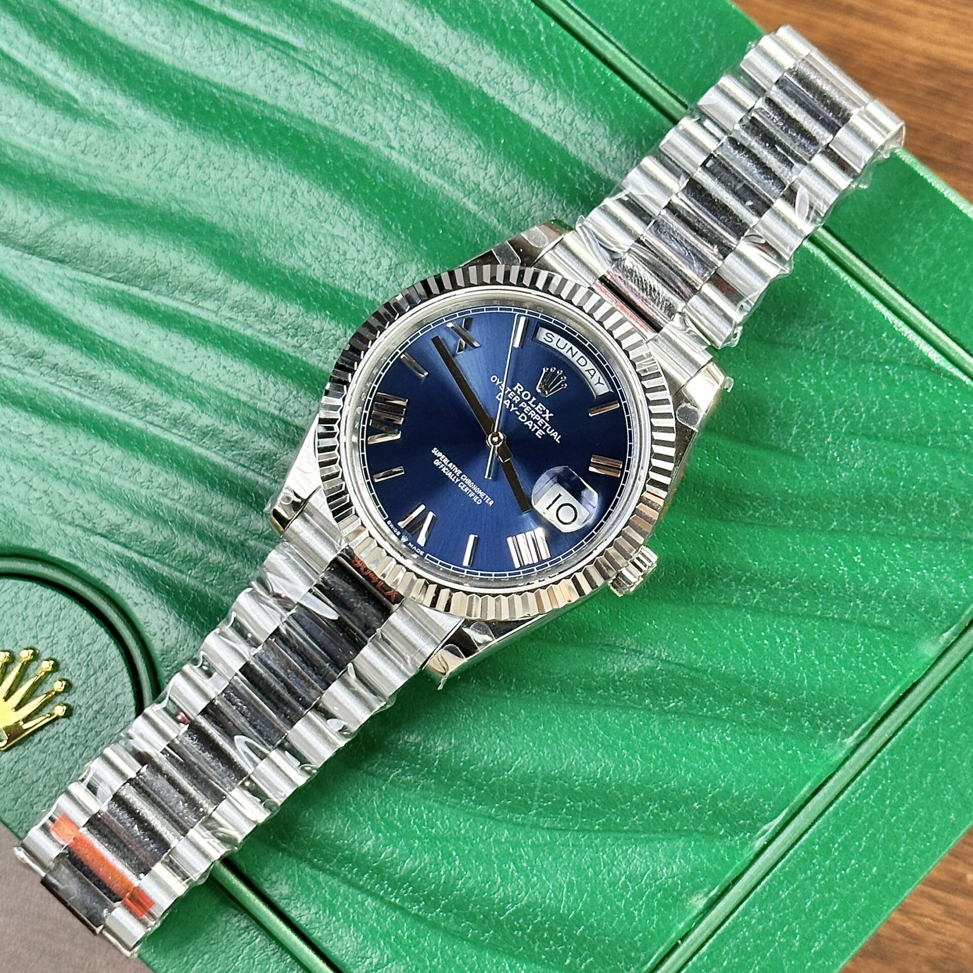 Rolex Day-Date 228239 904L Steel Blue Dial 40mm Super Clone