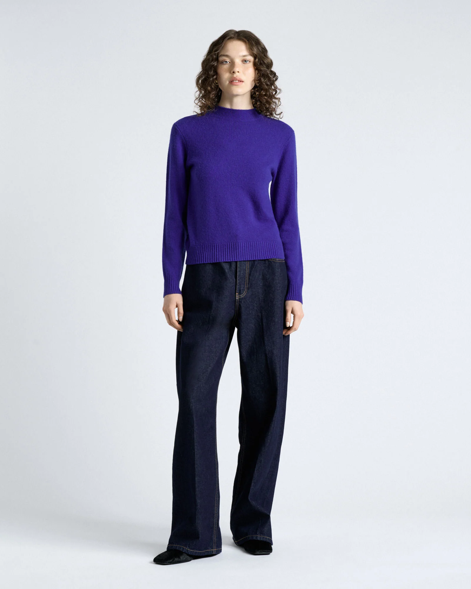 Merino Cashmere Blend Mock Neck Knit
