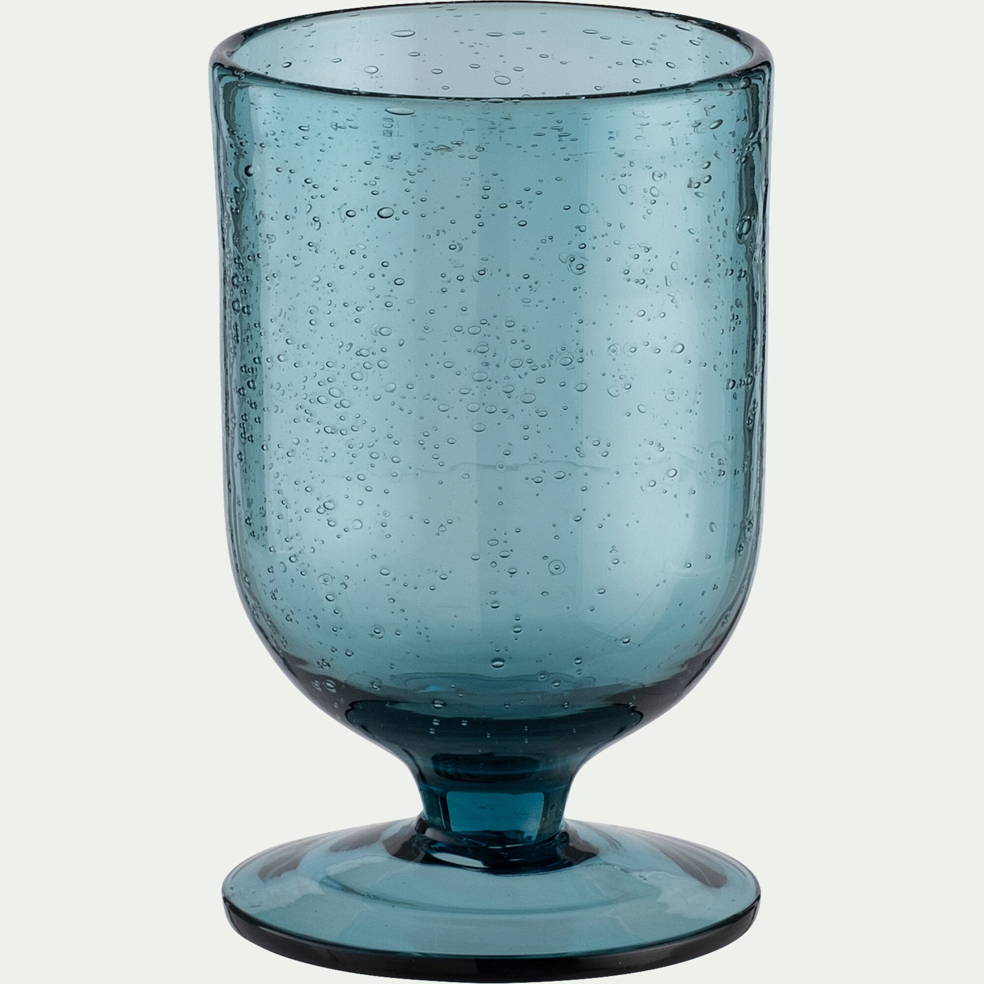 GOULADO - Verre à pied en verre bullé 25cl - bleu