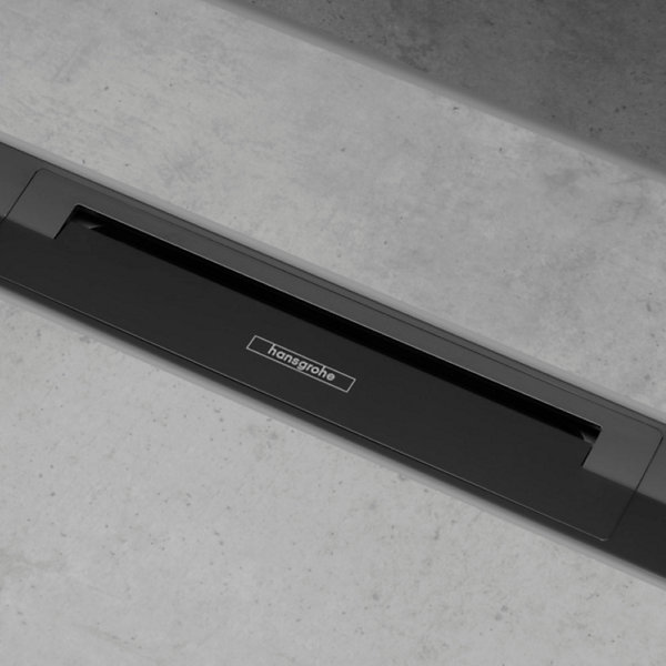 Caniveau de douche HANSGROHE RainDrain Flex 90 Noir mat   Corps encastré à faible hauteur