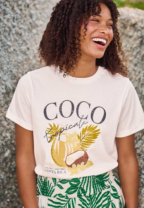 Womens Cream Coco Cotton T-Shirt