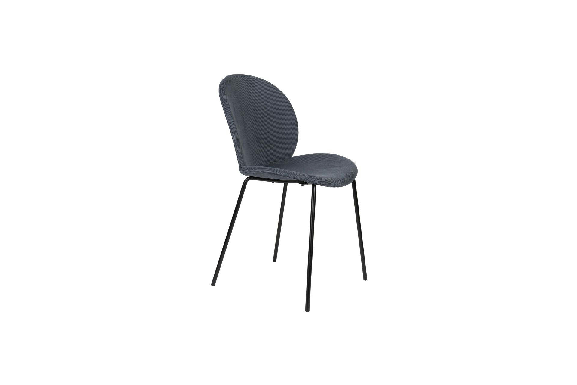 - Chaise en velours bleu avec pieds en acier