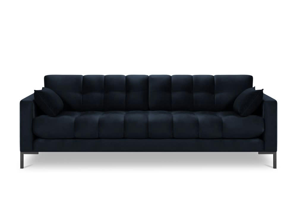 MAMAIA - Canapé 4 places en tissu velours bleu foncé