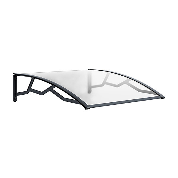 Auvent de Porte d'Entrée 100 x 120 cm Transparente - Polycarbonate Alvéolé Marquise Extérieure Bras Polypropylène Art Plast