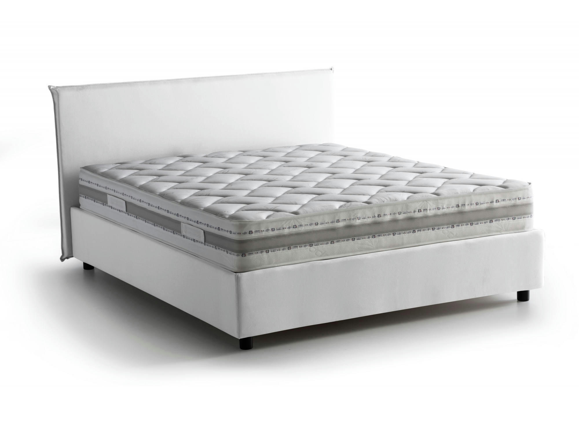 BERNADETTE - Lit coffre 140x200 cm en tissu blanc