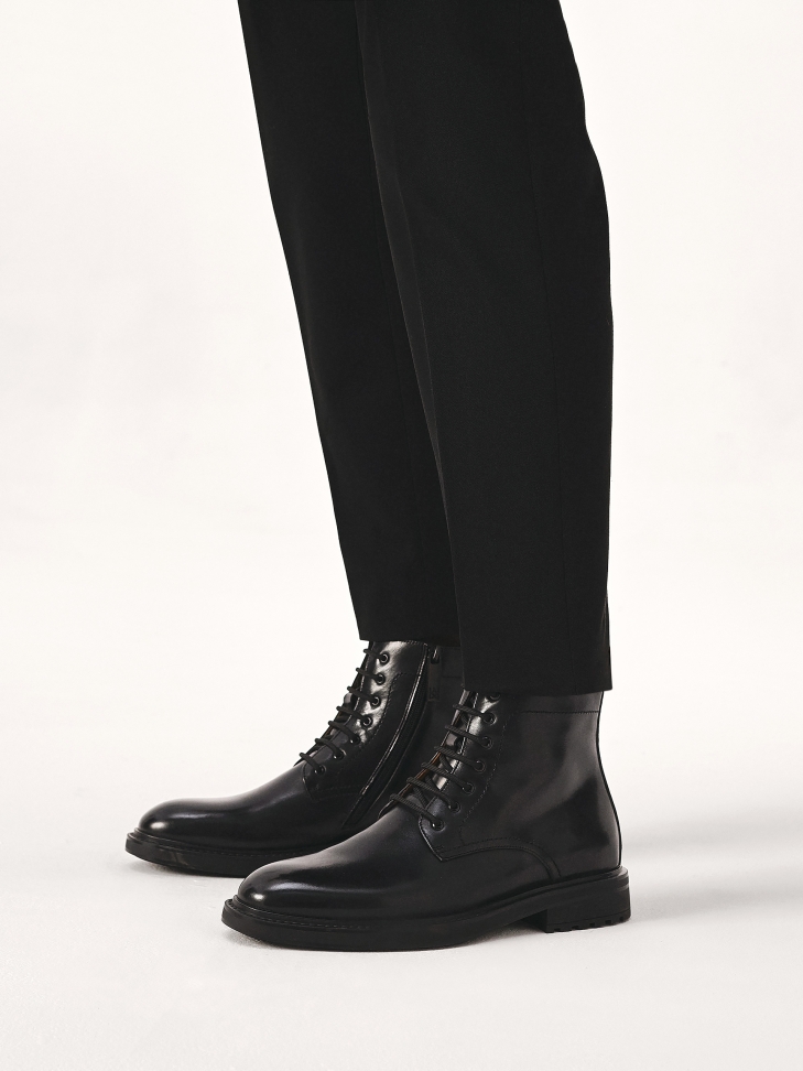 Classic black smooth leather boots