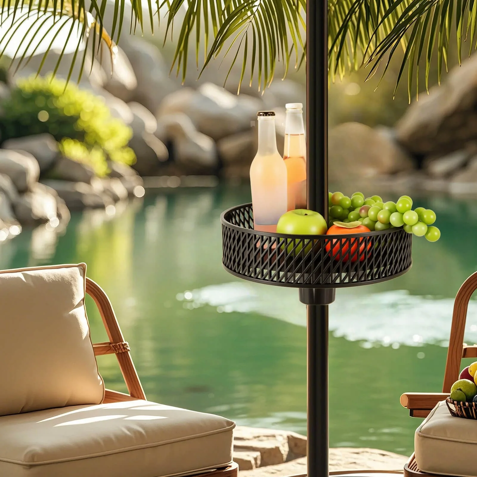 Costway Patio Umbrella Table Tray with Storage Fit 1.5/1.34/1.26 - See Details