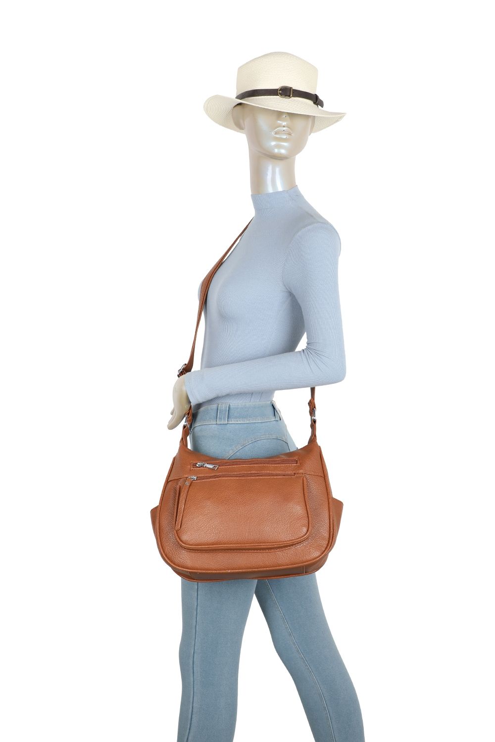 Fontanella Fashion Orrin Strap Adjustable PU Leather Multi Pocket Practical Crossbody Bag