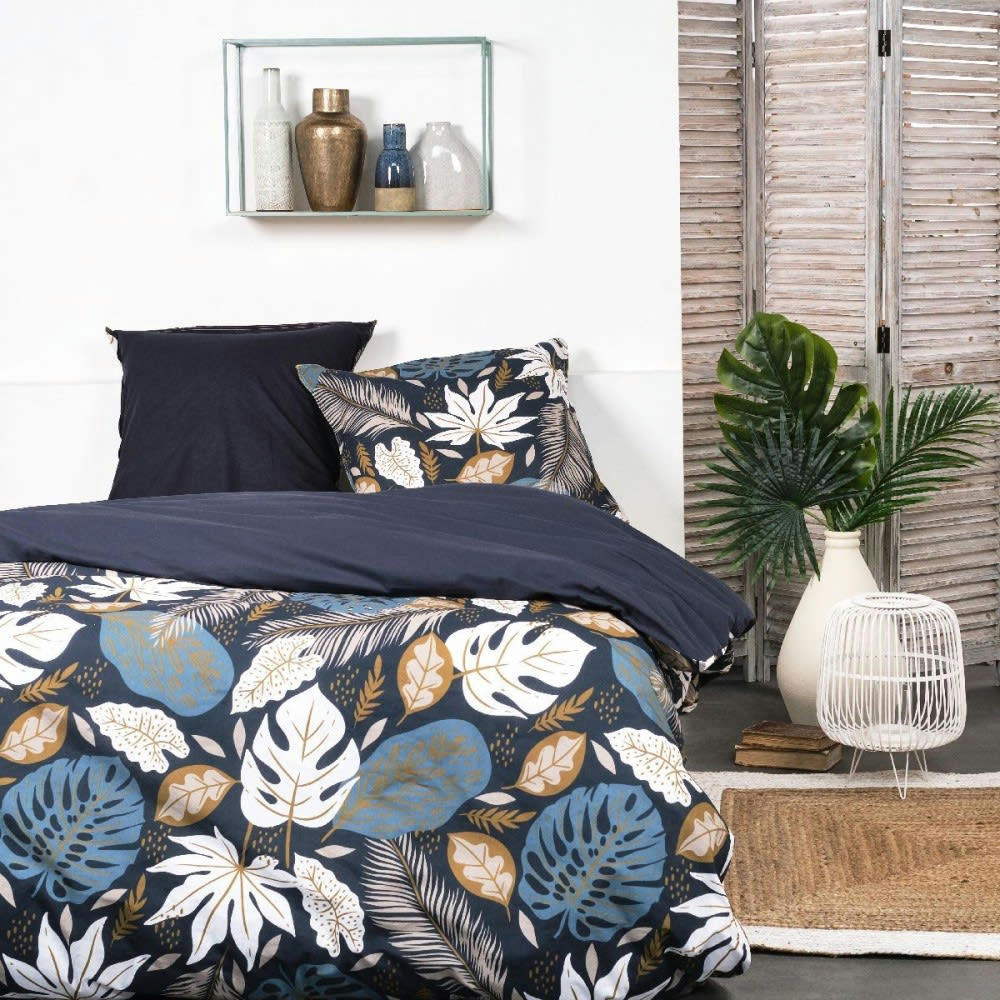 - Parure de couette 100% coton 57 fils imprimée 260x240 2 taies