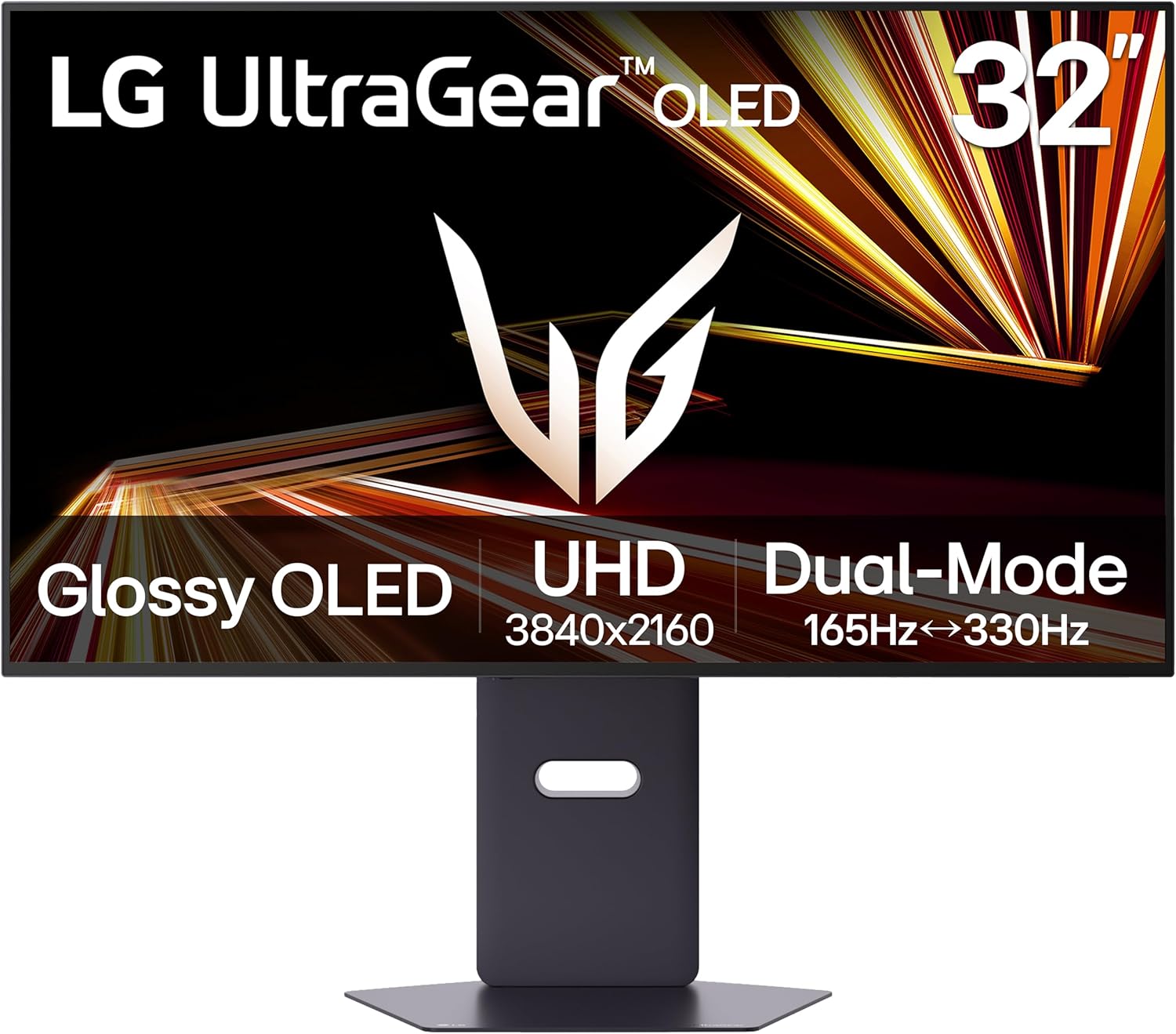 LG 32GX850A-B 32 UltraGear 4K UHD (3840 x 2160) Glossy OLED Gaming Monitor  Dual-Mode 165Hz/330Hz  0.03ms  G-SYNC  FreeSync Premium Pro  TrueBlack 400  HDMI  DP  Tilt/Height/Swivel/Pivot Stand  Black