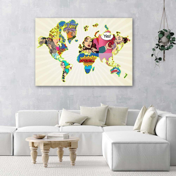 Feeby Obraz na płótnie Mapa świata Pop Art 60x40
