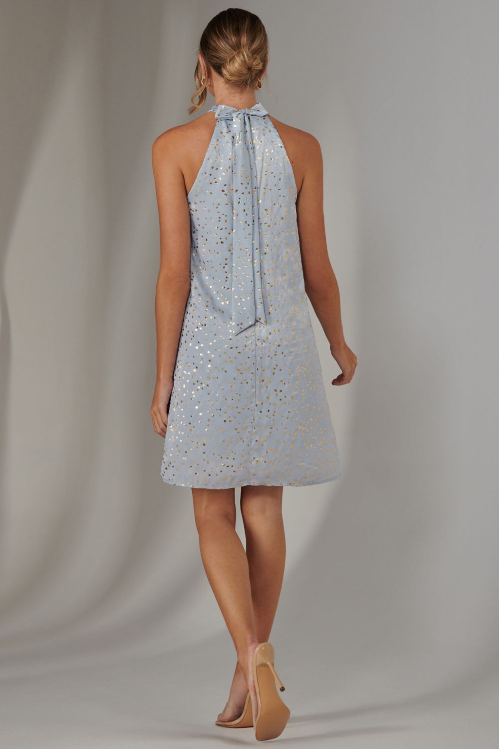 Jolie Moi Halter Neck Tie Mini Dress