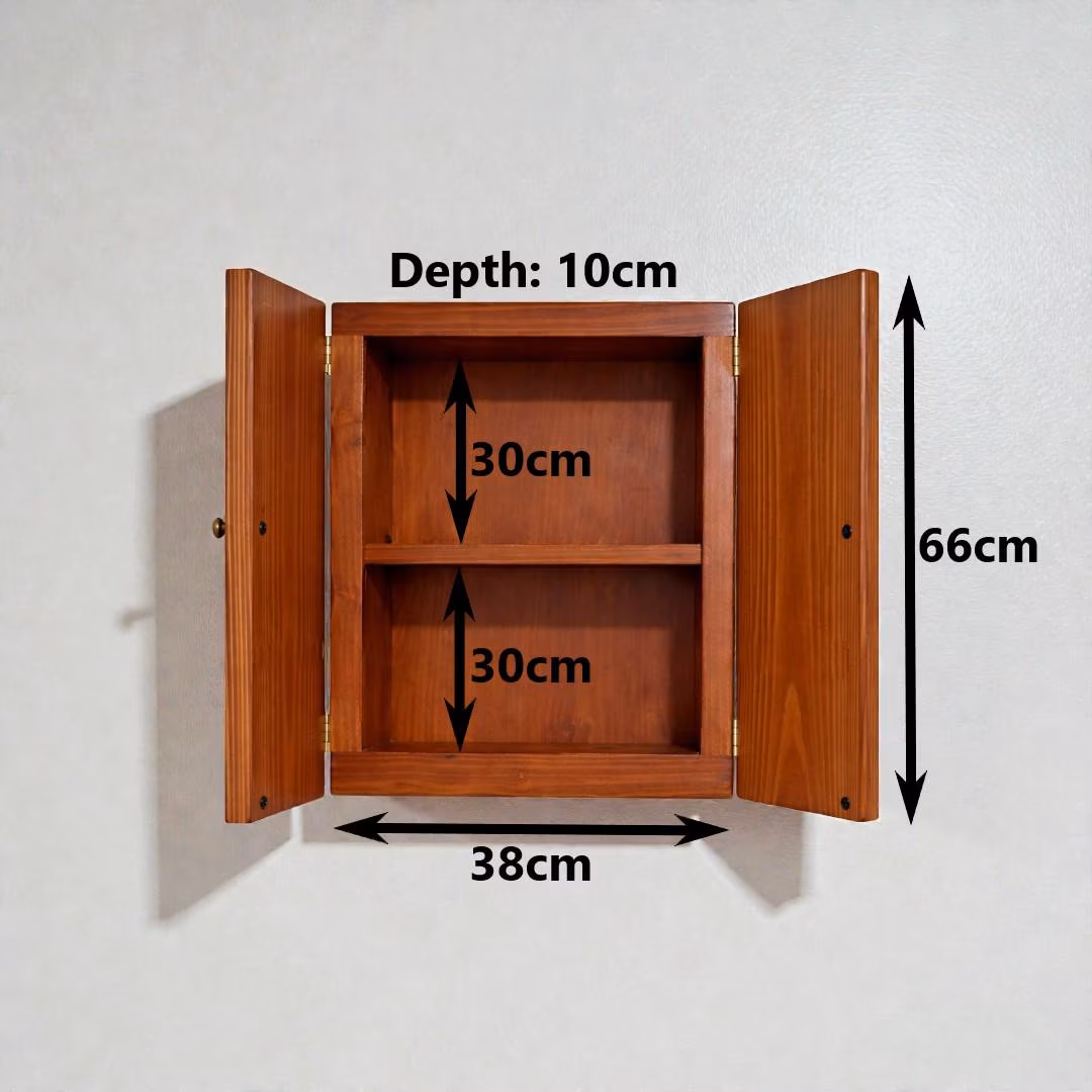 Solid Wood Wall Mounted Bathroom Cabinet – Rustic Farmhouse Medicine Storage (Marine Plywood Doors)