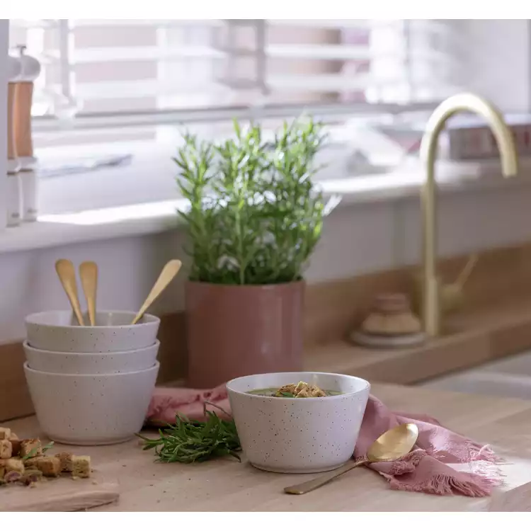 Habitat Addison Set of 4 Stoneware Cereal Bowl - White