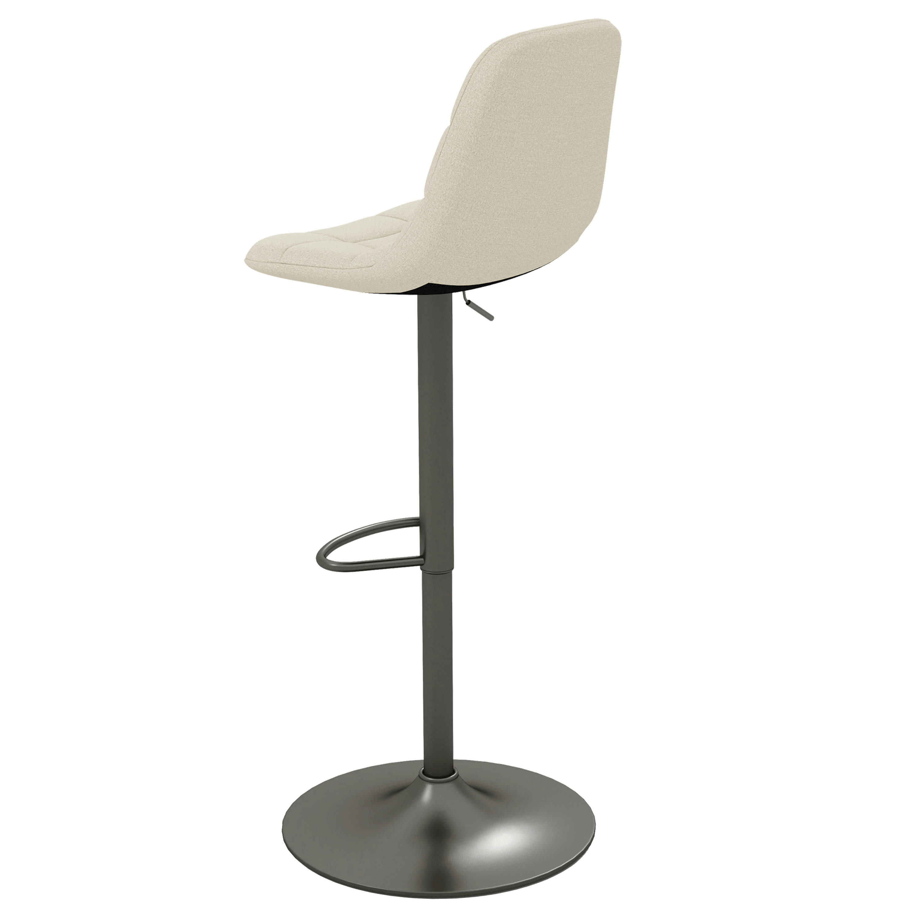 HENRIK - Tabouret de bar en tissu Coloris Lin et métal noir mat (x2)