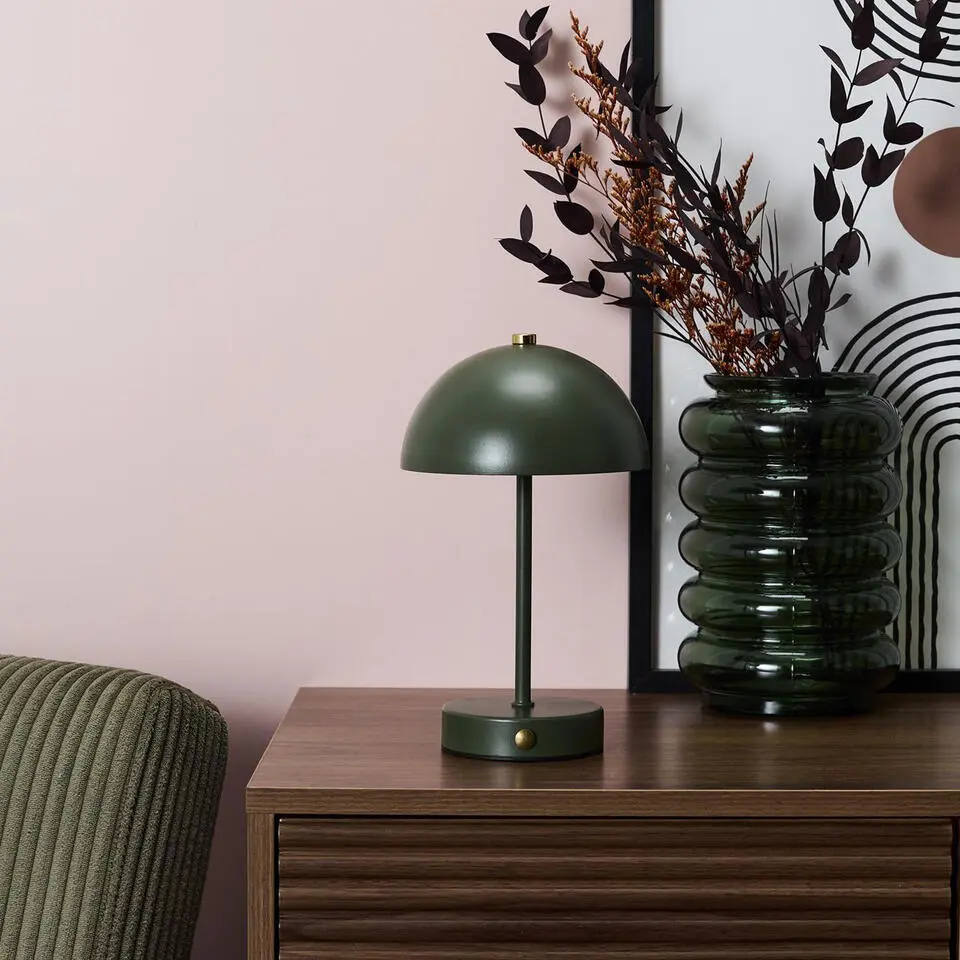 Home Deco Factory LED tafellamp - groen - metaal - 25.5 cm
