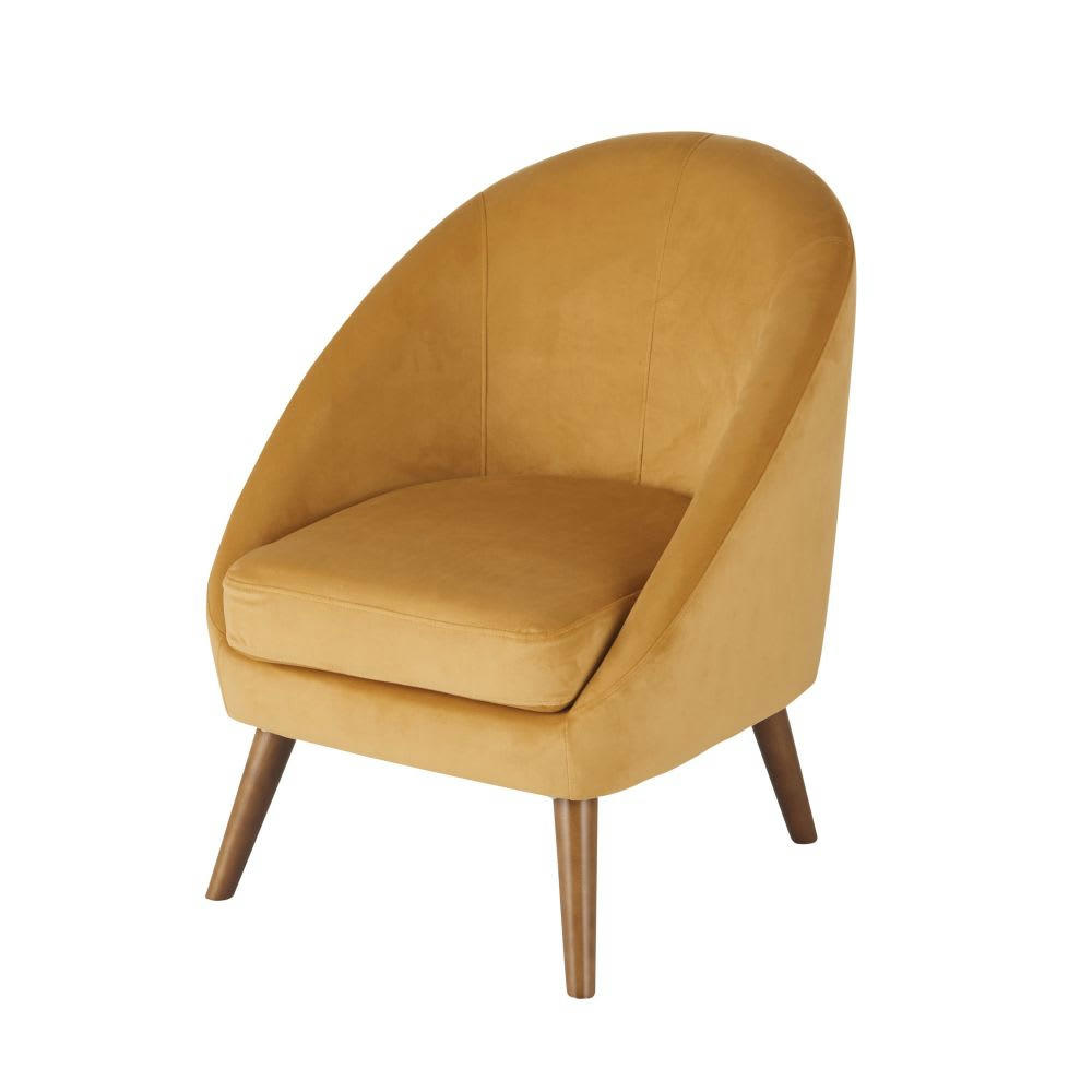 Suzie - Fauteuil vintage en velours ocre