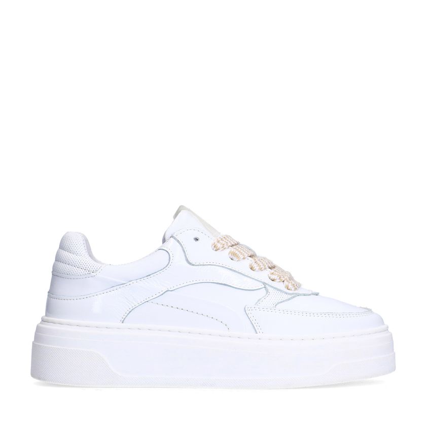 Manfield Witte leren sneakers