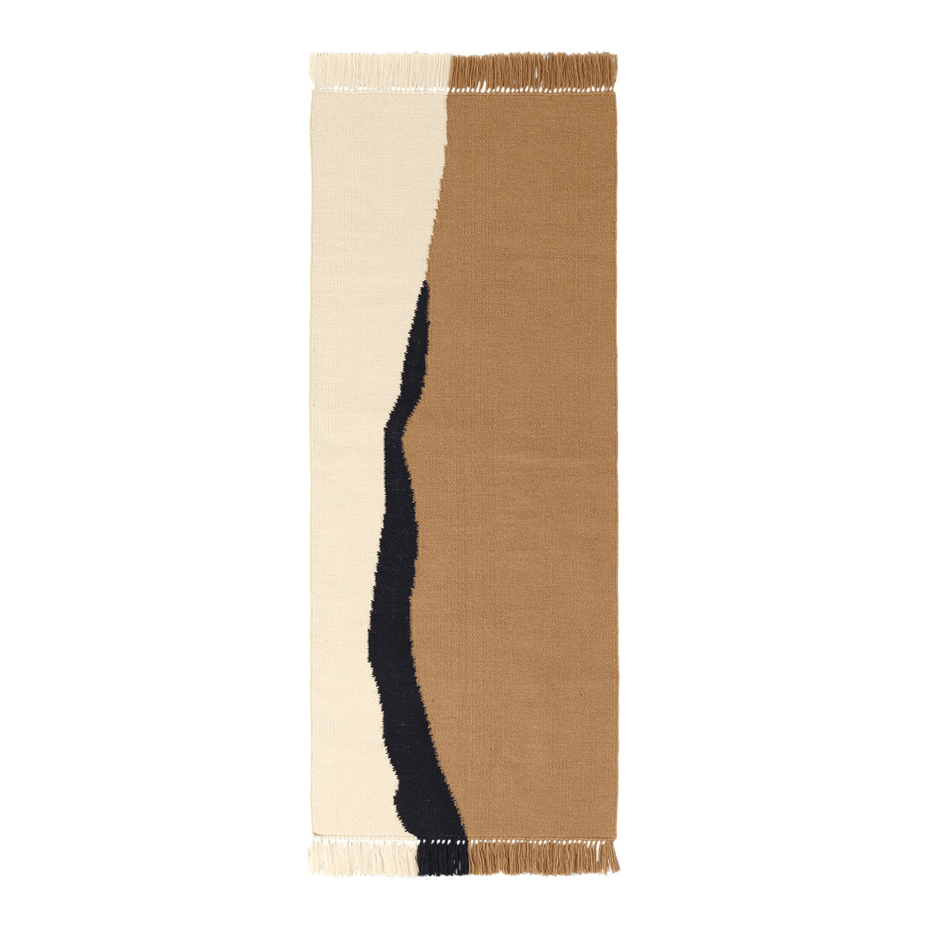 Ferm Living Soil Kelim Vloerkleed 70 x 180 cm - Dark Sand / Off-White