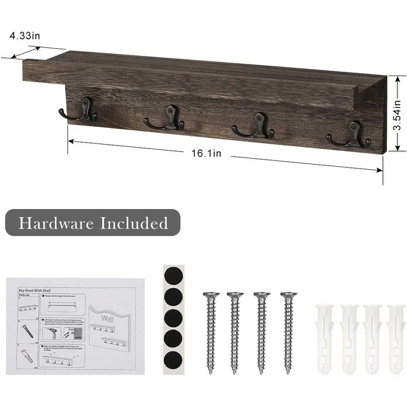 Set of 2 Wall Shelf with Hooks