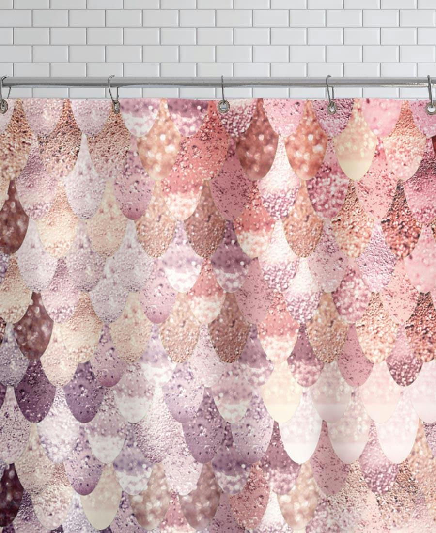 MERMAID ROSEGOLD - Rideau de douche en polyester en gris & violet 150x200