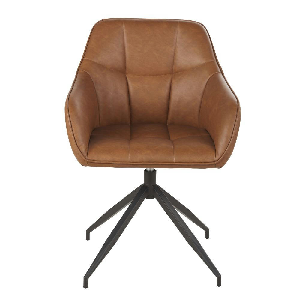 Willy - Fauteuil pivotant en textile enduit marron