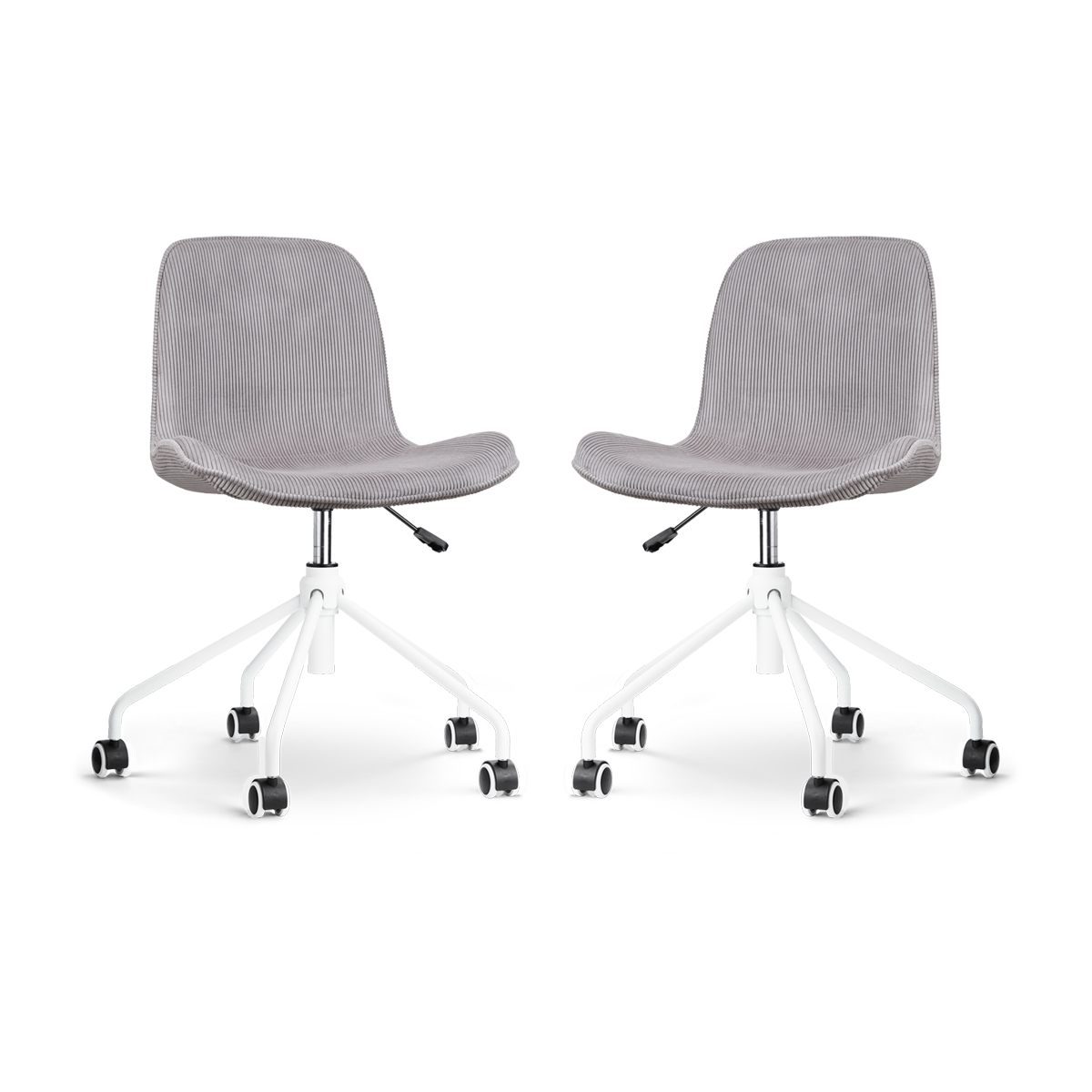 Nolon Nout-Fé Bureaustoelen Set van 2 - Rib Crème - Zwart Onderstel