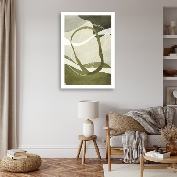 Feeby Obraz na płótnie, zielona abstrakcja boho 40x60