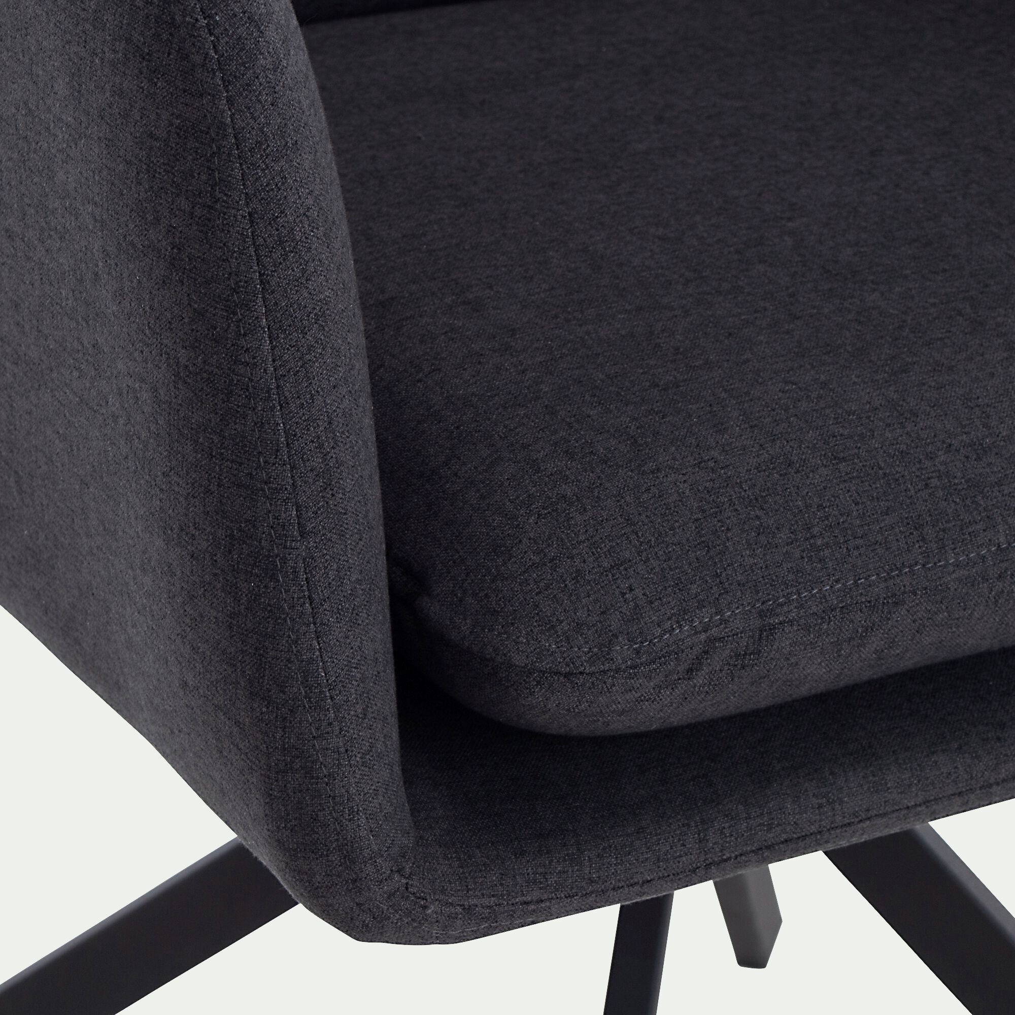 CAMARGUE - Chaise pivotante avec accoudoirs en tissu - noir