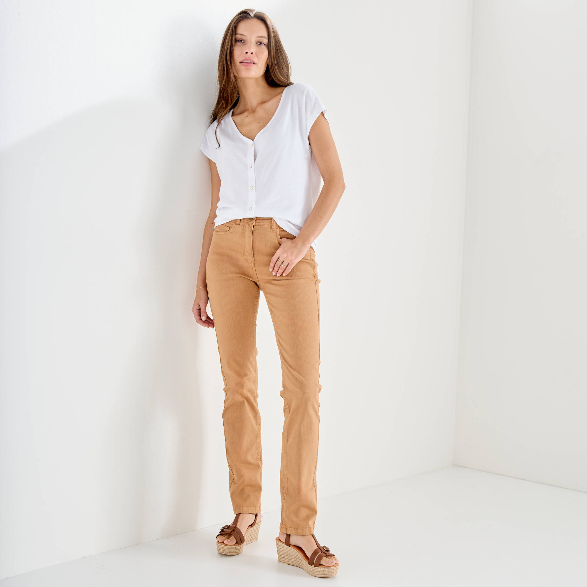 Pantalon droit sculptant, renfort gainant