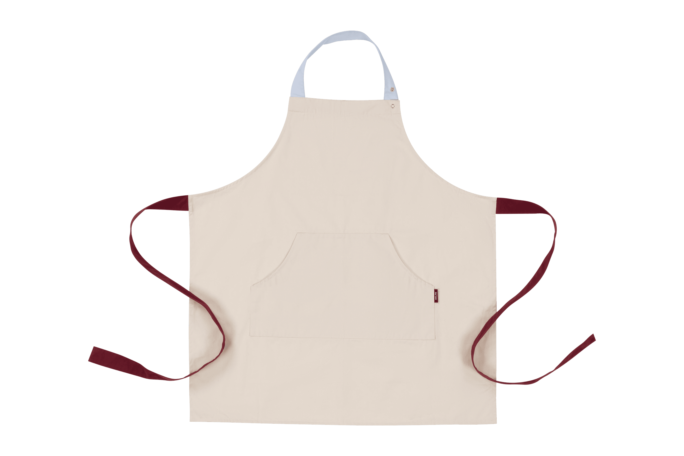 noo.ma Rubi schort - beige, bordeaux & blauw, 100% katoen, verstelbare bandjes