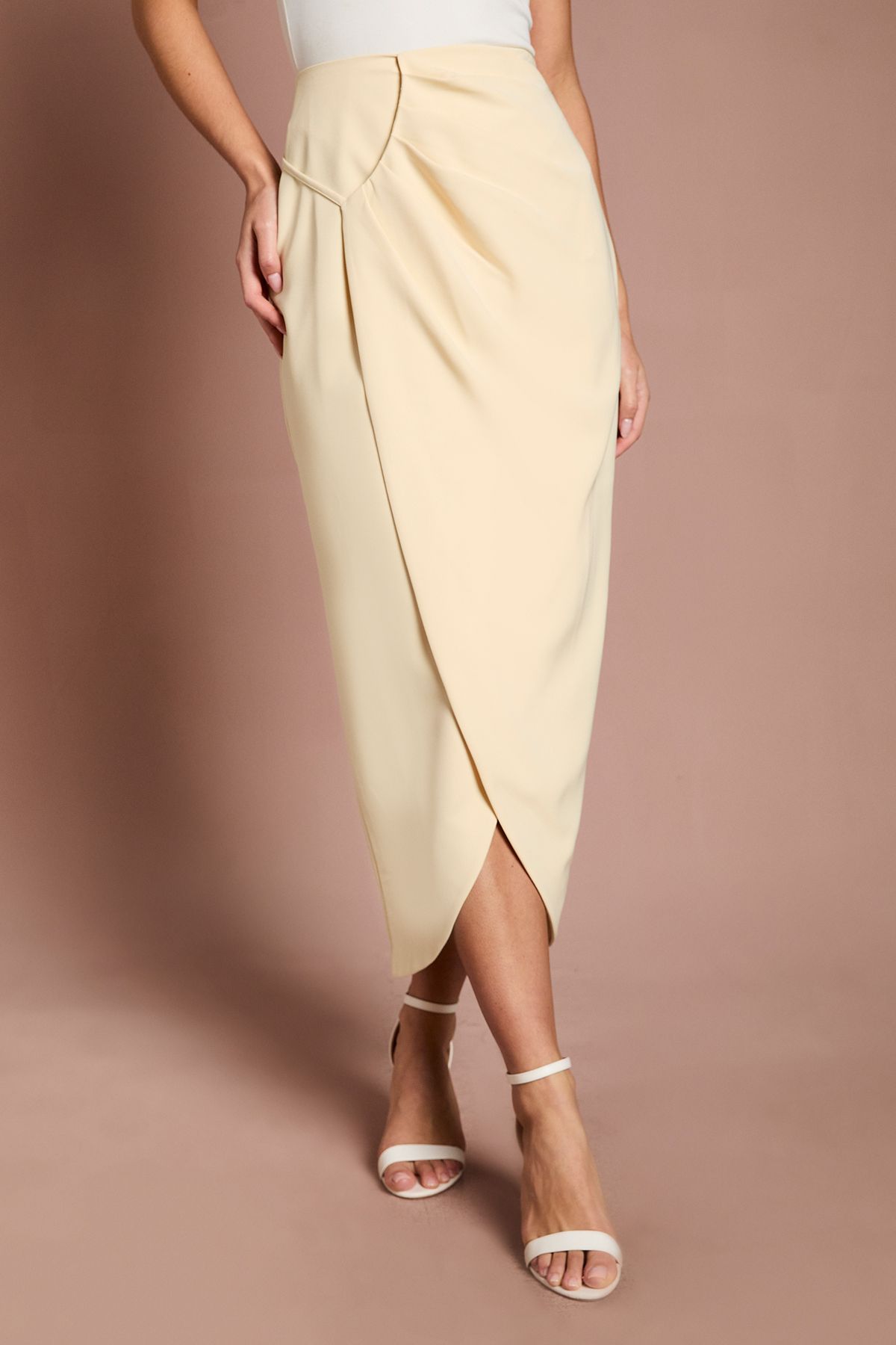 Coast Lisa Tan Column Midi Skirt