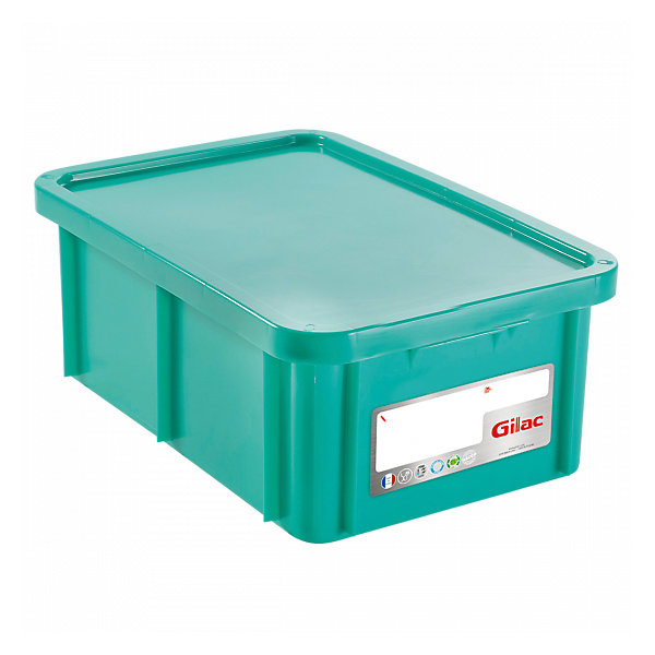 Bac HACCP 35 L rectangulaire   couvercle - vert