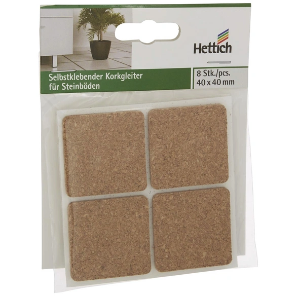 Korkgleiter, quadratisch, Selbstklebend, braun, 40 x 3 x 40 mm