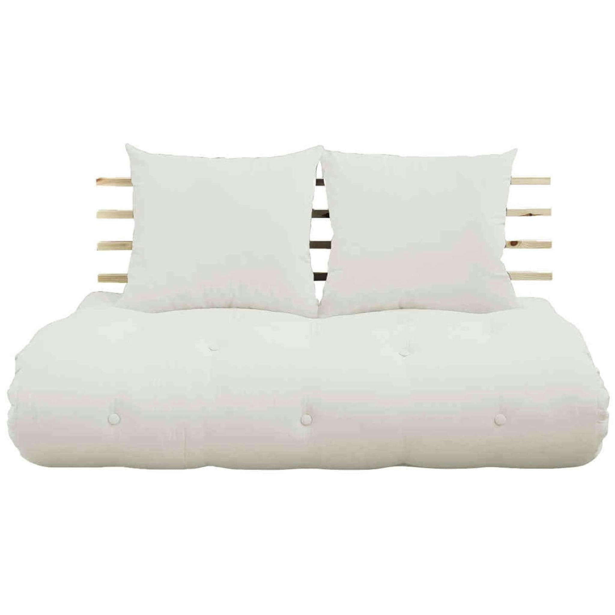 - Tête de lit en pin massif avec futon naturel 140x200