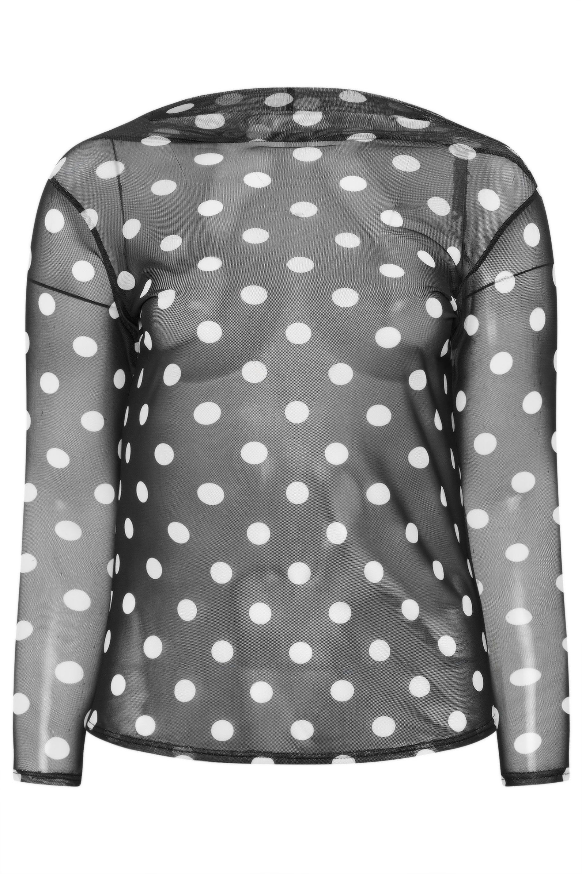 Yours Polka Dot Mesh Top