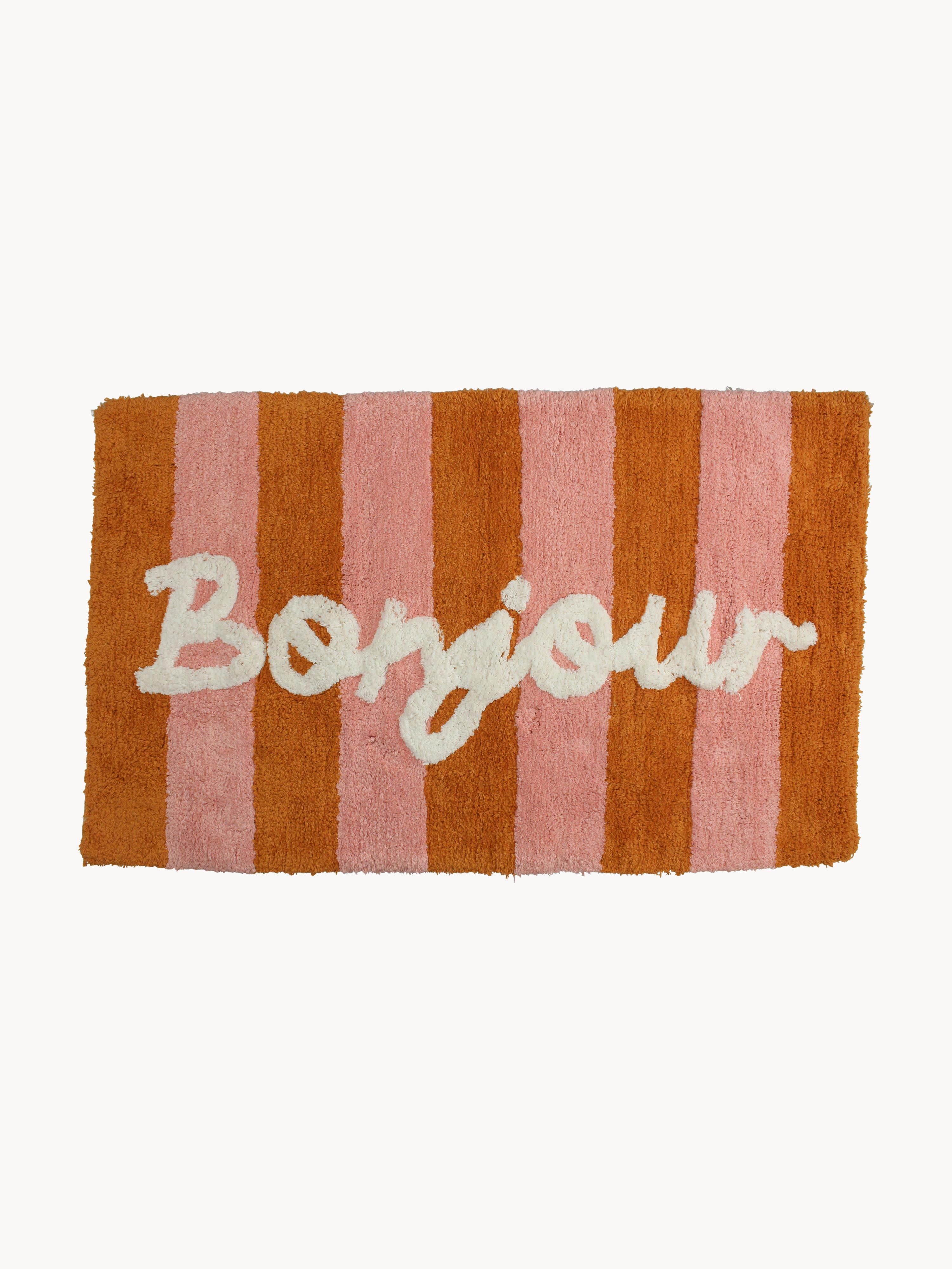 Handgetuftete Baumwoll-Badematte Bonjour