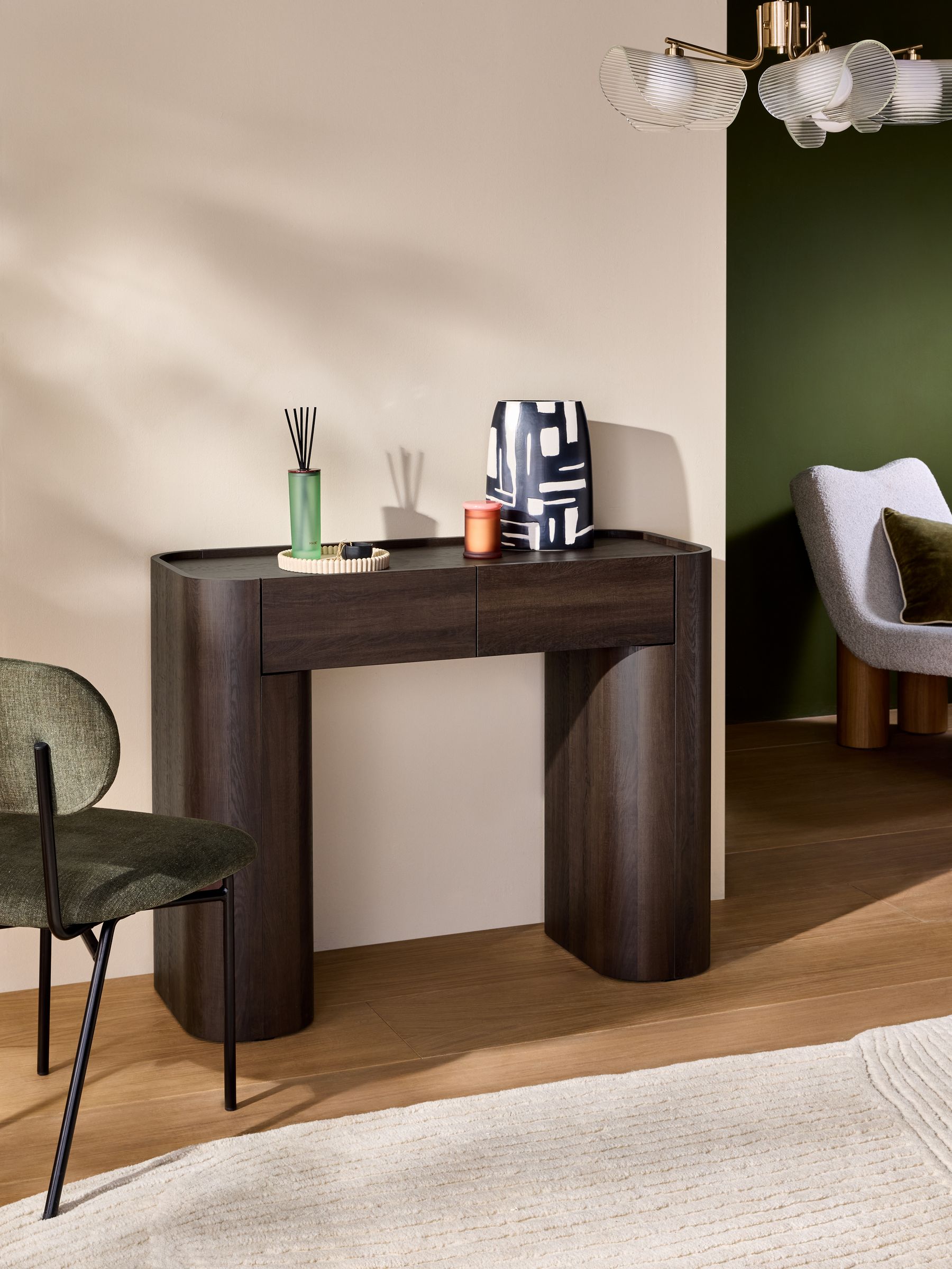 Kain 2 Drawer Console Dressing Table in Dark Wood Effect