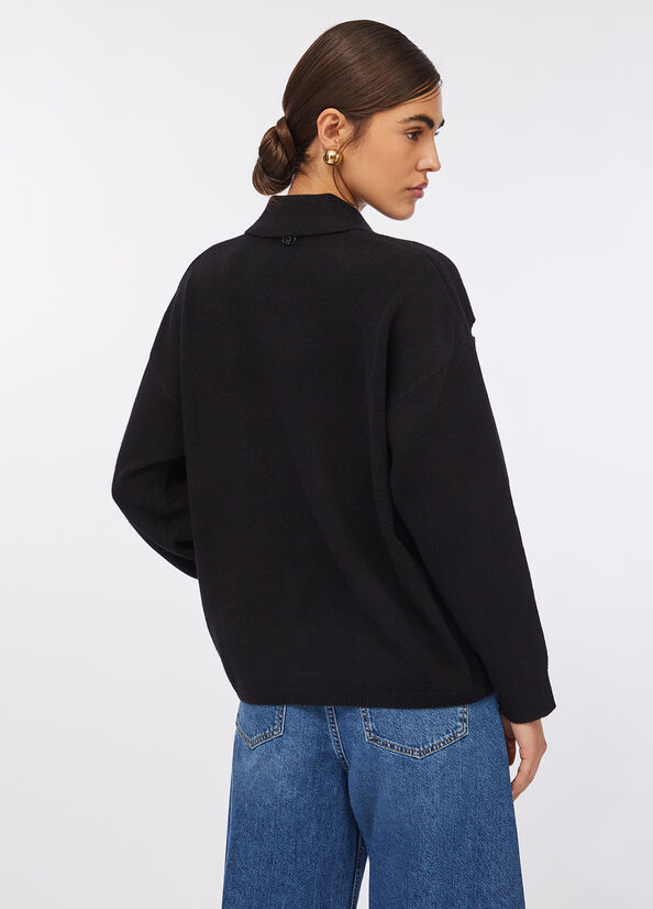 Maglia 100% lana con ricami gioiello