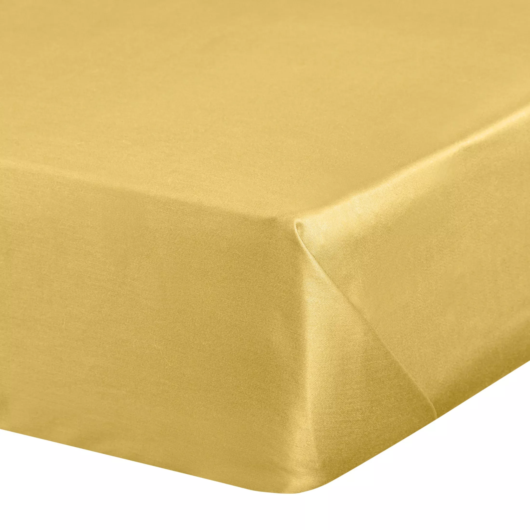 Prześcieradło gładkie bez gumki 220x210 cm z satyny bawełnianej kolor musztardowy 125 g/m2 NOVA