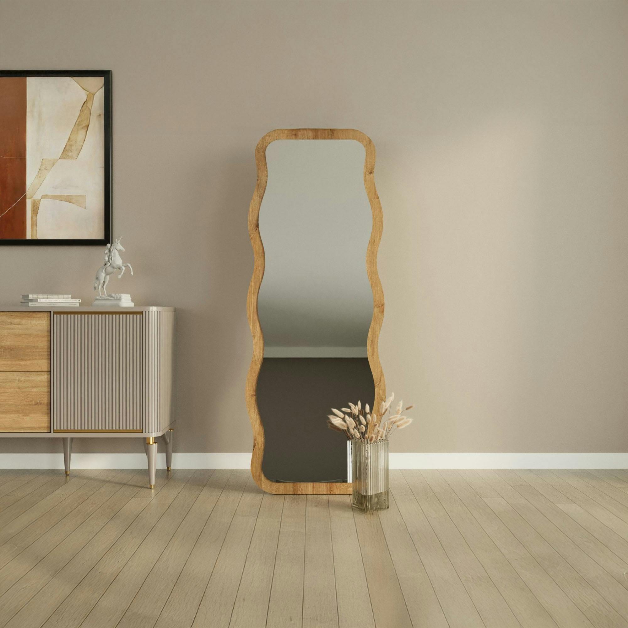 Miroir plein pied tendance effet bois clair, vague 160 cm CODY