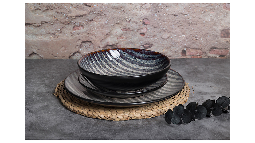 Komplet obiadowy ceramiczny Hana 18 el. niebieski