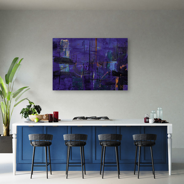 Feeby Obraz Fioletowa abstrakcja ręcznie malowana 60x40
